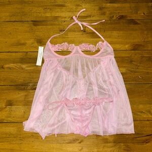 VENUS lingerie — open cup mesh babydoll with thong, one size